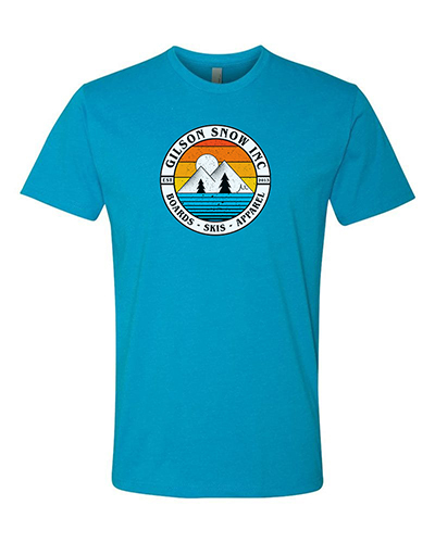 Mountain badge turquoise tee small