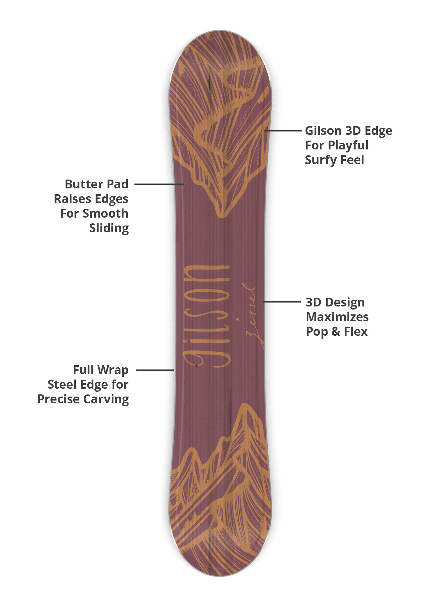 Gilson 3D edge, flex profile, and steel edge diagram